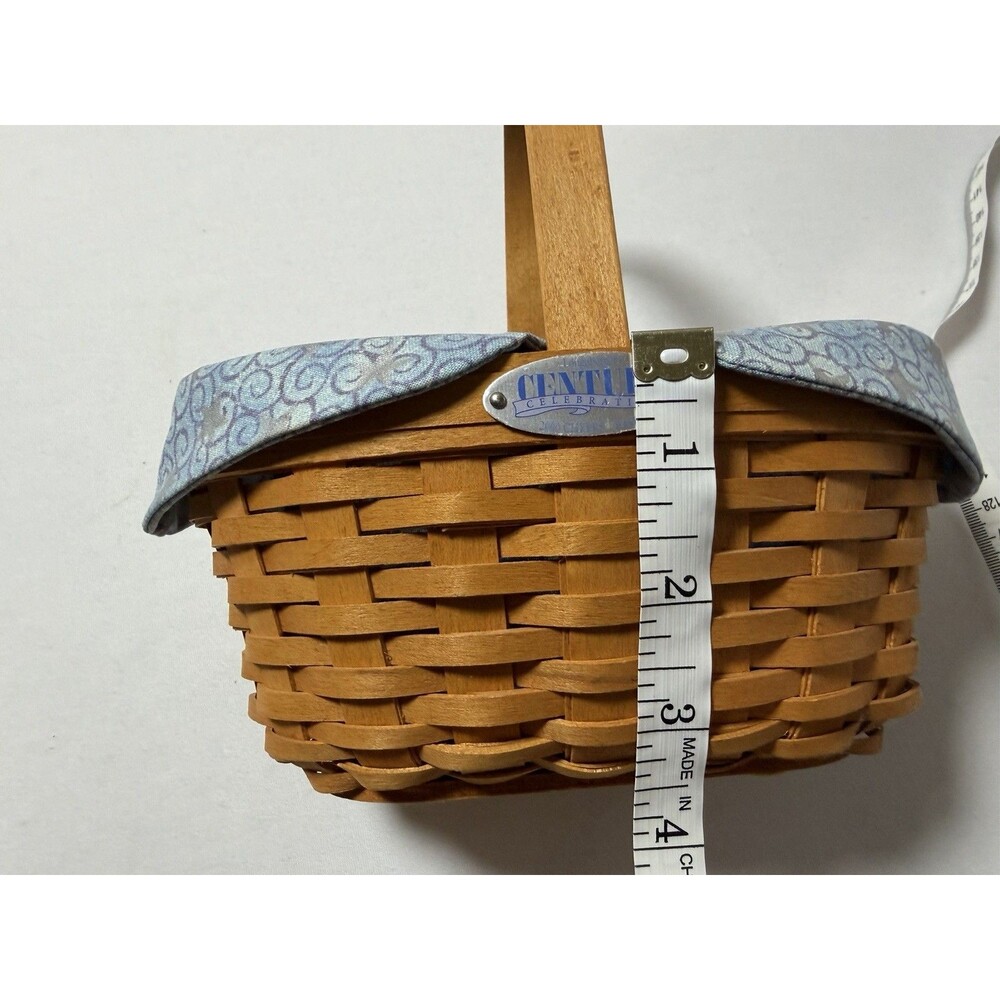 Longaberger Basket 2000 Century Celebration Blue Fabric Liner Plastic Protector - Picture 10 of 12